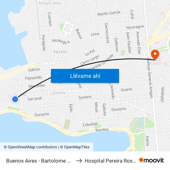 Buenos Aires - Bartolome Mitre to Hospital Pereira Rossell map