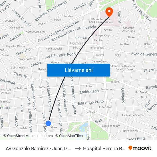 Av Gonzalo Ramirez - Juan D Jackson to Hospital Pereira Rossell map