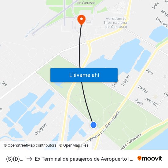 (S)(D) Geant to Ex Terminal de pasajeros de Aeropuerto Internacional de Carrasco M map