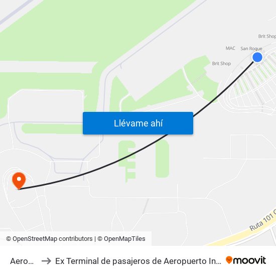 Aeropuerto to Ex Terminal de pasajeros de Aeropuerto Internacional de Carrasco M map