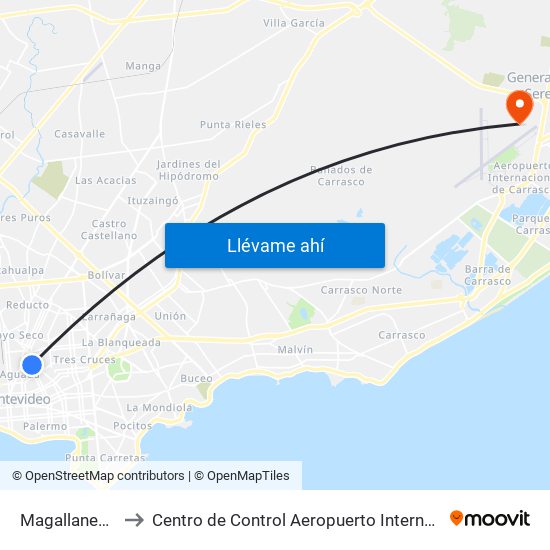 Magallanes Y Lima to Centro de Control Aeropuerto Internacional de Carrasco map
