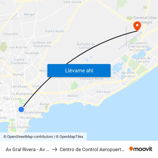 Av Gral Rivera - Av Dr Francisco Soca to Centro de Control Aeropuerto Internacional de Carrasco map