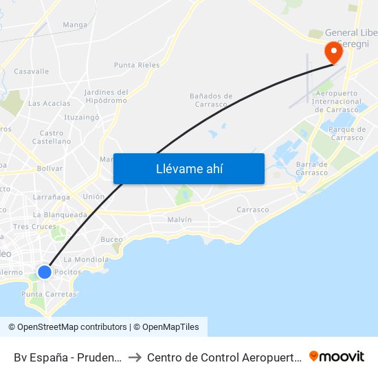 Bv España - Prudencio Vazquez Y Vega to Centro de Control Aeropuerto Internacional de Carrasco map