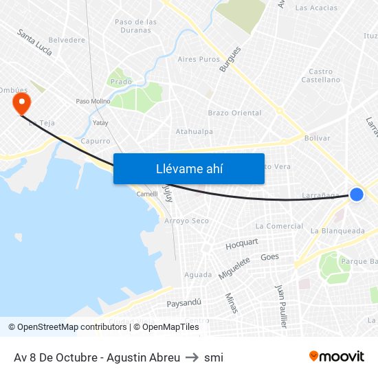 Av 8 De Octubre - Agustin Abreu to smi map