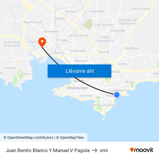 Juan Benito Blanco Y Manuel V Pagola to smi map