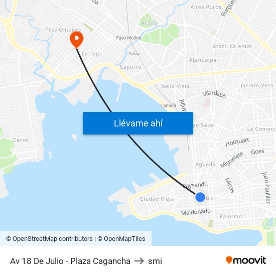 Av 18 De Julio - Plaza Cagancha to smi map
