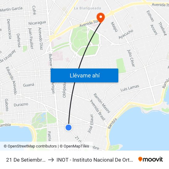 21 De Setiembre - Obligado to INOT - Instituto Nacional De Ortopedia Y  Traumatologia map