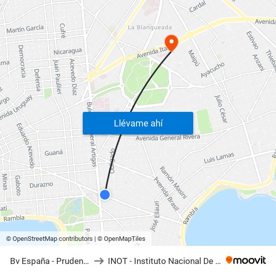 Bv España - Prudencio Vazquez Y Vega to INOT - Instituto Nacional De Ortopedia Y  Traumatologia map