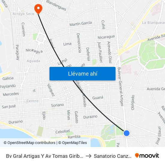 Bv Gral Artigas Y Av Tomas Giribaldi to Sanatorio Canzani map