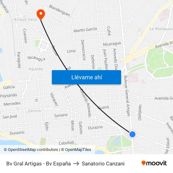 Bv Gral Artigas - Bv España to Sanatorio Canzani map