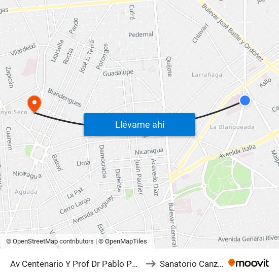 Av Centenario Y Prof Dr Pablo Purriel to Sanatorio Canzani map