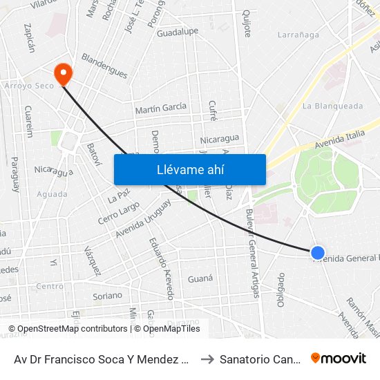 Av Dr Francisco Soca Y Mendez Nuñez to Sanatorio Canzani map