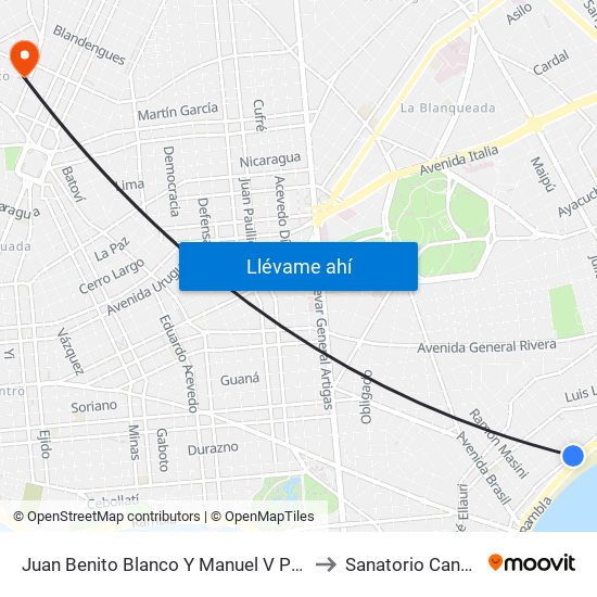Juan Benito Blanco Y Manuel V Pagola to Sanatorio Canzani map