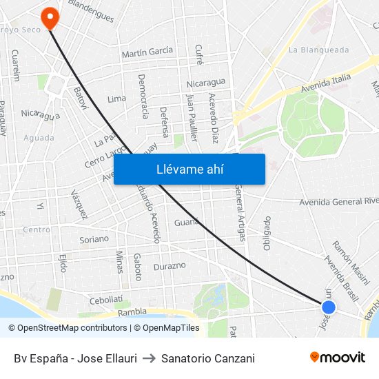 Bv España - Jose Ellauri to Sanatorio Canzani map