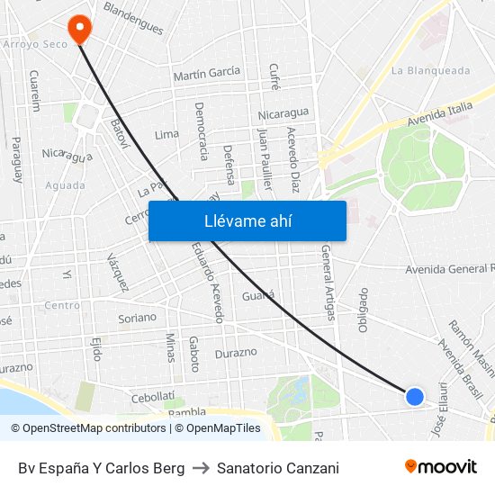 Bv España Y Carlos Berg to Sanatorio Canzani map