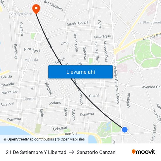 21 De Setiembre Y Libertad to Sanatorio Canzani map