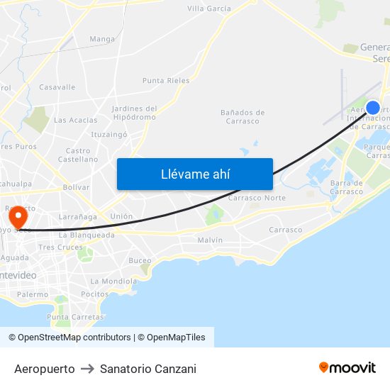 Aeropuerto to Sanatorio Canzani map