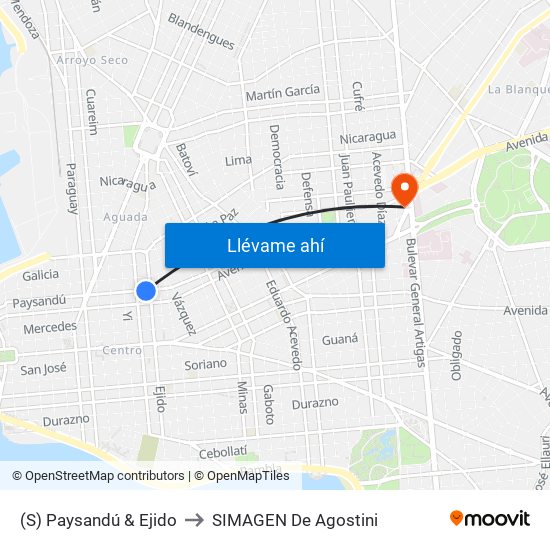(S) Paysandú & Ejido to SIMAGEN De Agostini map