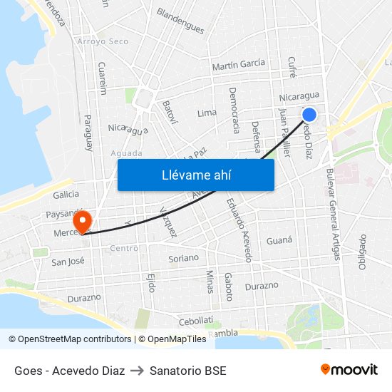 Goes - Acevedo Diaz to Sanatorio BSE map