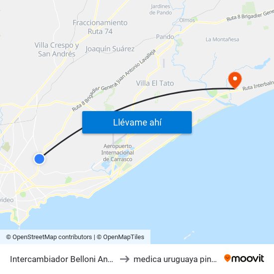 Intercambiador Belloni Andén 4 to medica uruguaya pinamar map