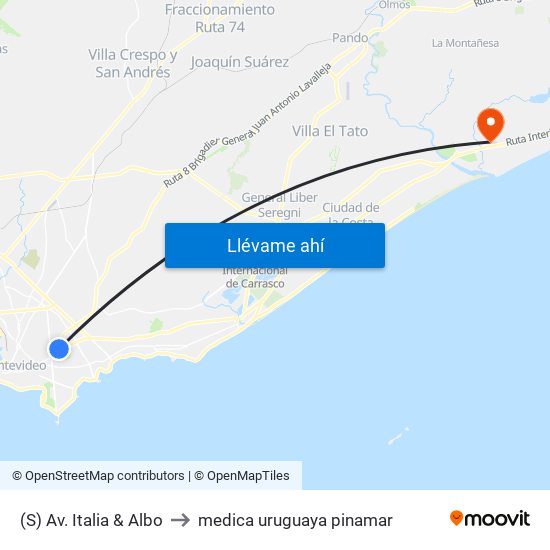 (S) Av. Italia & Albo to medica uruguaya pinamar map