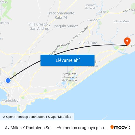 Av Millan Y Pantaleon Sotelo to medica uruguaya pinamar map