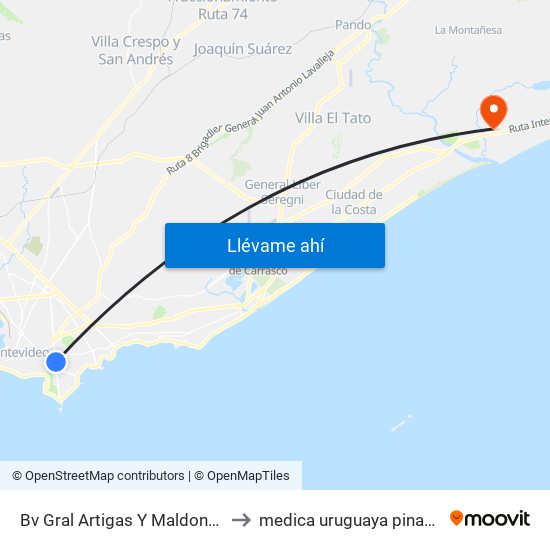 Bv Gral Artigas Y Maldonado to medica uruguaya pinamar map