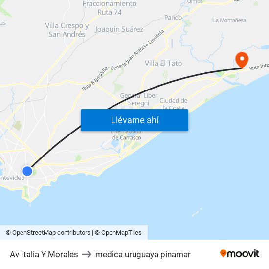 Av Italia Y Morales to medica uruguaya pinamar map