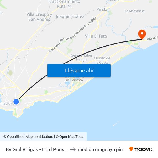 Bv Gral Artigas - Lord Ponsomby to medica uruguaya pinamar map