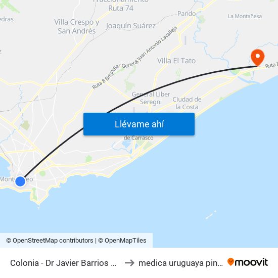 Colonia - Dr Javier Barrios Amorin to medica uruguaya pinamar map