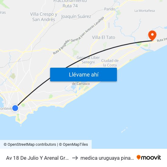 Av 18 De Julio Y Arenal Grande to medica uruguaya pinamar map