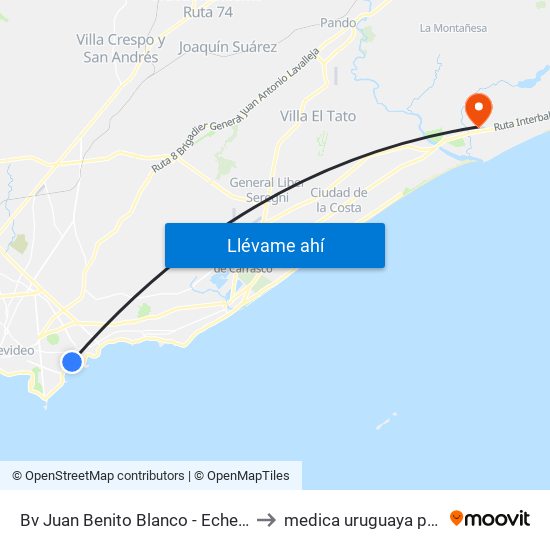 Bv Juan Benito Blanco - Echevarriarza to medica uruguaya pinamar map