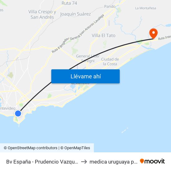 Bv España - Prudencio Vazquez Y Vega to medica uruguaya pinamar map