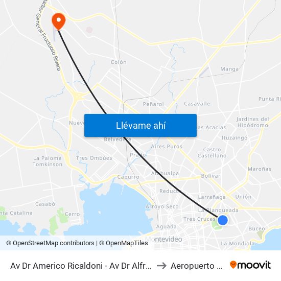 Av Dr Americo Ricaldoni - Av Dr Alfredo Navarro to Aeropuerto Melilla map