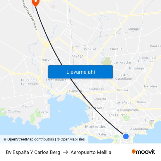 Bv España Y Carlos Berg to Aeropuerto Melilla map