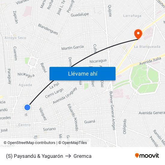 (S) Paysandú & Yaguarón to Gremca map