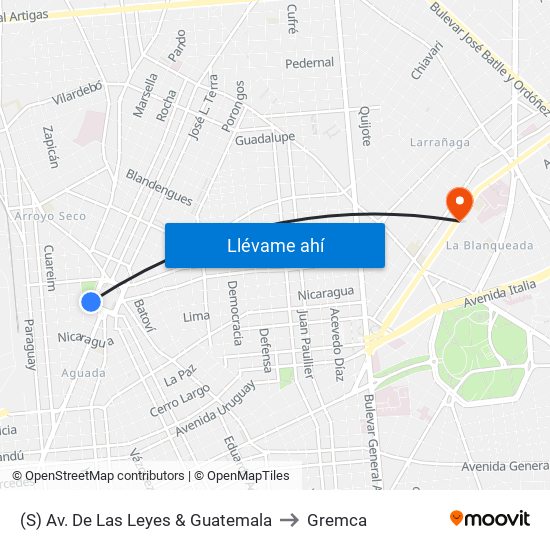 (S) Av. De Las Leyes & Guatemala to Gremca map