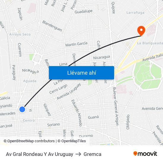 Av Gral Rondeau Y Av Uruguay to Gremca map