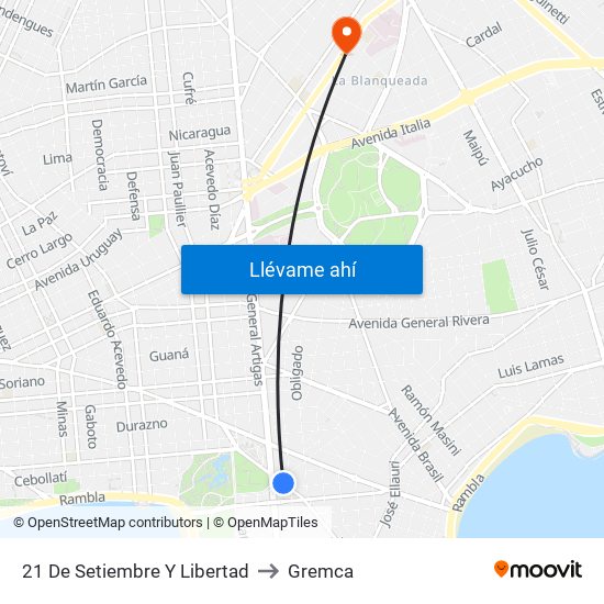 21 De Setiembre Y Libertad to Gremca map