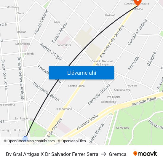 Bv Gral Artigas X Dr Salvador Ferrer Serra to Gremca map