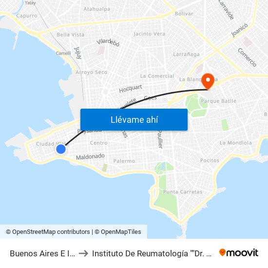 Buenos Aires E Ituzaingo to Instituto De Reumatología ""Dr. Moisés Mizraji"" map
