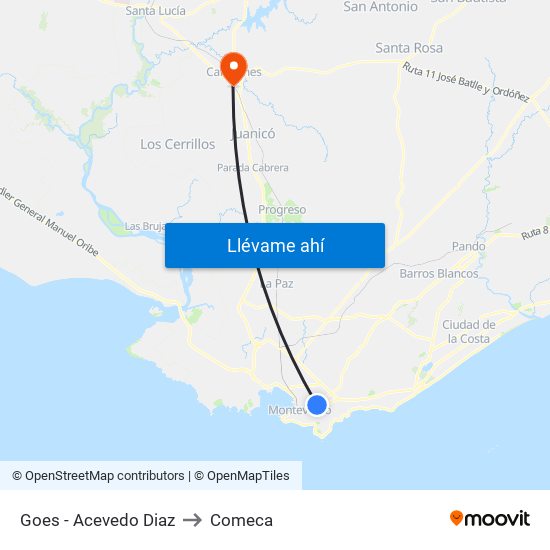 Goes - Acevedo Diaz to Comeca map