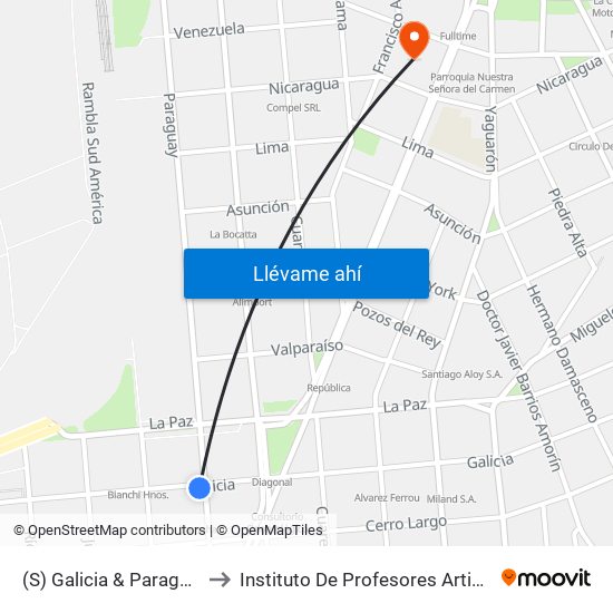 (S) Galicia & Paraguay to Instituto De Profesores Artigas map