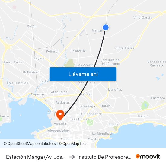 Estación Manga (Av. José Belloni) to Instituto De Profesores Artigas map