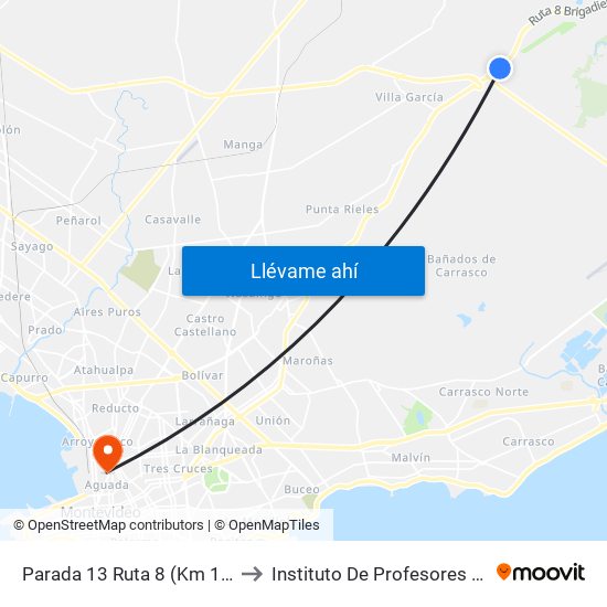 Parada 13 Ruta 8 (Km 18.000) to Instituto De Profesores Artigas map