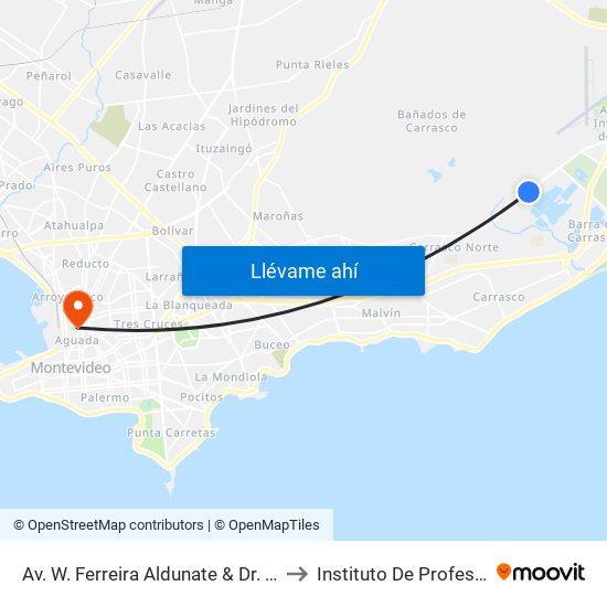 Av. W. Ferreira Aldunate & Dr. Eduardo Acevedo to Instituto De Profesores Artigas map