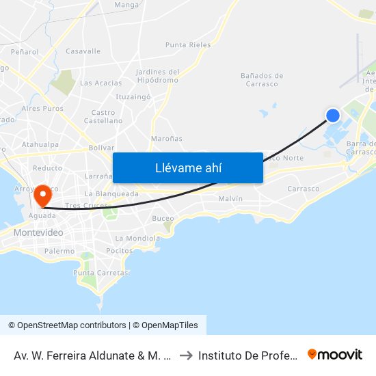 Av. W. Ferreira Aldunate & M. Stagnero De Munar to Instituto De Profesores Artigas map