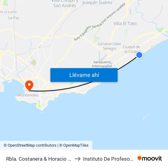 Rbla. Costanera & Horacio García Lagos to Instituto De Profesores Artigas map