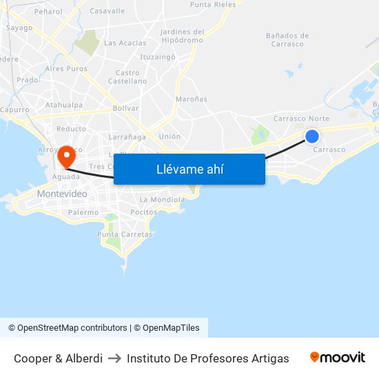 Cooper & Alberdi to Instituto De Profesores Artigas map