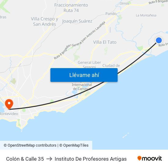 Colón & Calle 35 to Instituto De Profesores Artigas map